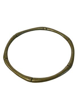 Vintage Brass Bamboo-Inspired Bangle Bracelet Women Nature-Inspired 2.75"